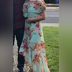 Off the shoulder summer dress.